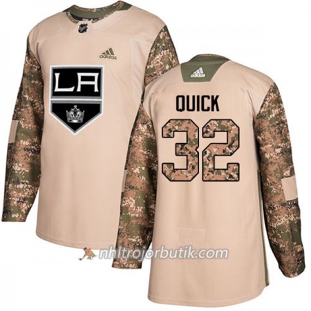 Män Ishockey Los Angeles Kings Tröja Jonathan Quick 32 Adidas 2017-2018 Camo Veterans Day Practice Authentic